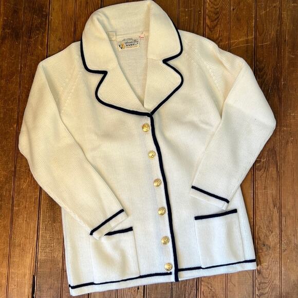 Vintage 1960s women’s collard blazer cardigan blazer nautical feel - Picture 1 of 7
